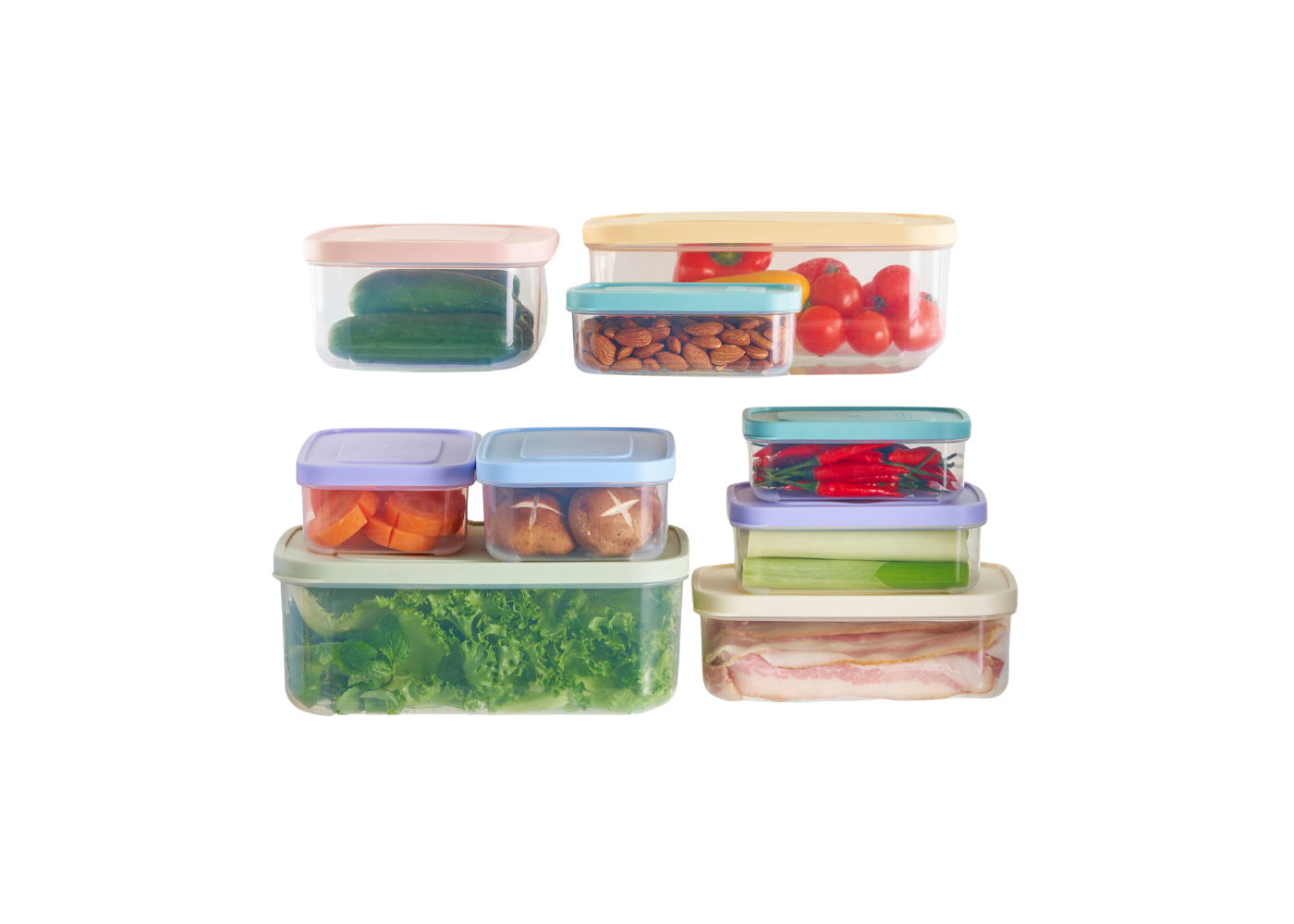 Bộ 7 hộp thực phẩm chữ nhật Hokkaido 500-750-1000-1500-2000-2500-3500ml.